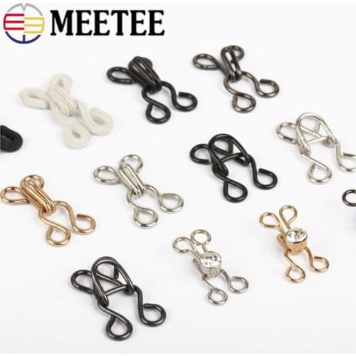 Meetee 30/50sets Fur Coat Metal Invisible Button Pants Skirt Hook Buckles DIY Underwear Combined Hooks Buttons Concealed Buckle