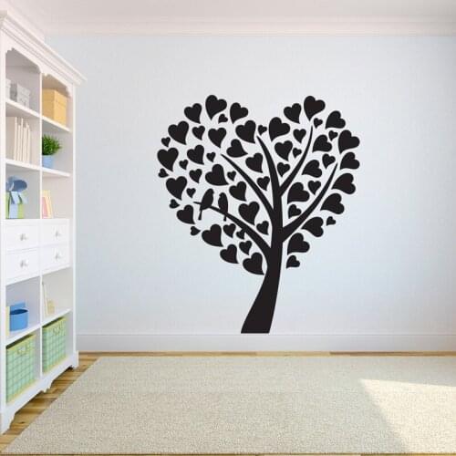 Tree Wall Decal Sticker Bedroom tree of life roots birds flying away home Heart-Shaped leaves A7-012