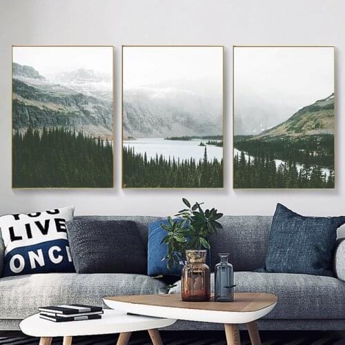 Mountain Forest Natural Landscape Poster Nordic Wall Art Canvas Painting Scandinavian Style Living Room Home Decor Picture