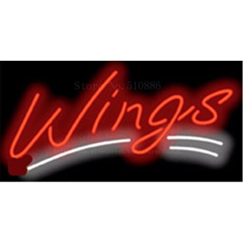 Wings NEON SIGN REAL GLASS BEER BAR PUB LIGHT SIGNS store display Packing Food Dinning Drink Bulbs Advertising Lights 17*14"