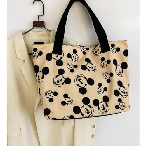 Disney cartoon Mickey new nylon bag female youth large-capacity shoulder bag summer leisure net red cartoon portable storage bag