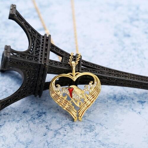 18k Yellow Real Gold Pendant Necklace for Women Love Heart Clavicle Chain Gold Necklace Valentines Day Fine Jewelry Gift