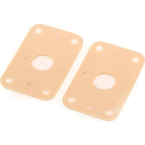 Musiclily Pro Plastic Curved Jack Plate Rectangular Jackplates for Electric Guitar, Cream (Set of 2)