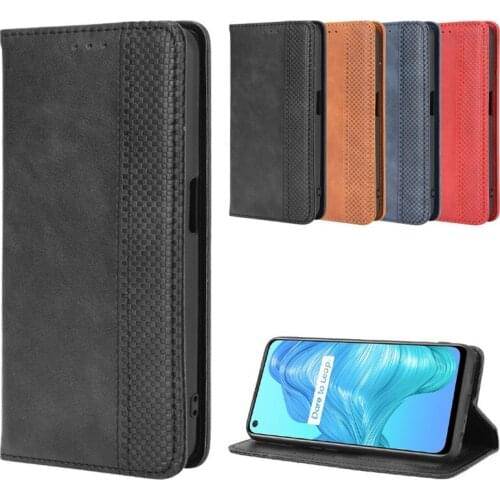 Suitable for OPPO Realme V5 5G anti-drop magnetic card mobile phone case, OPPO K7X clamshell leather retro luxury wallet case