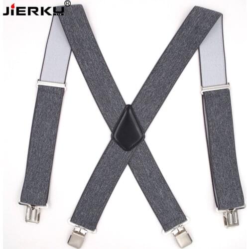 JIERKU Suspenders Mans Braces 4 Clips Suspensorio Trousers Strap Adjustable Outdoor Suspenders 5.0*120cm JK4C0821