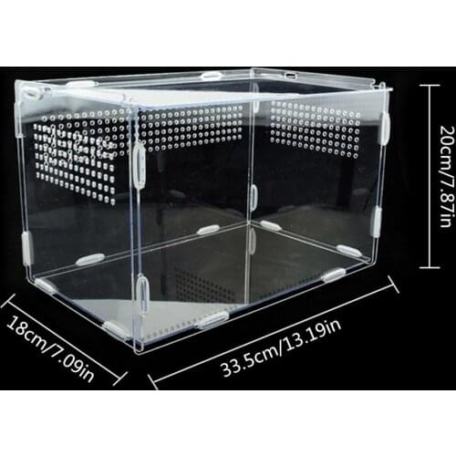 Terrarium Tank Transparent Reptile Breeding Box Acrylic Feeding Box 360 Degree High Magnetic Pet Climbing Insect Breeding Box #b