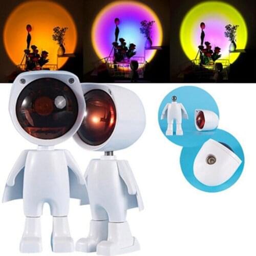 Rainbow sunset projector USB creative robot LED night light coffee shop background wall decoration colorful lights