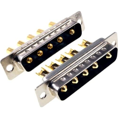 20pcs D-Sub Connector 30 A High Power 5 Position 5 Pin Combo Plug Male Pins Machined 5W5 Gold Panel Mount Wire Solder