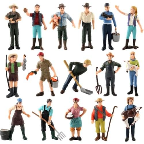 16xRealistic Farmer Scene Simulation Action Figure Decor Collector Toy Xmas Gift