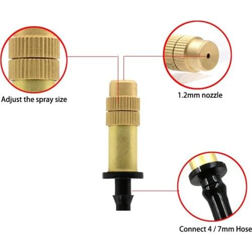 Garden Spray Nozzle Cooling Parts Adjustable Micro Drip Irrigation Misting Brass 1pc