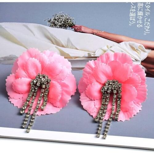 New Arrival Handmade Flower Drop Earrings High-Quality Fashion Trend Long Crystal Pandent Jewelry Accessories For Women