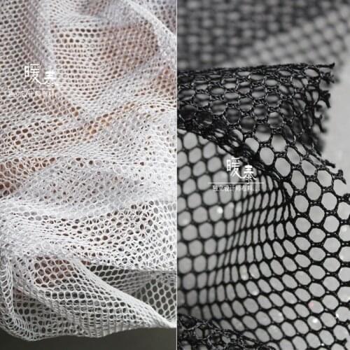 Hexagon Hollowed out Mesh Fabric Black White Stiff DIY Patches Decor Coat Pettiskirt Skirt Gown Wedding Dress Designer Fabric