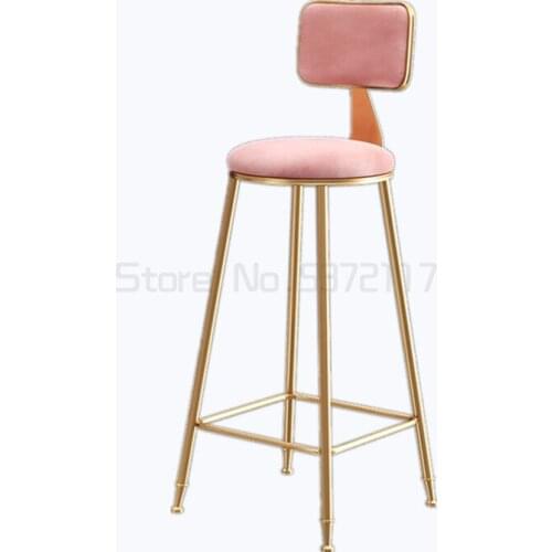 Nordic Light luxury bar chair simple net red bar stool coffee restaurant leisure back high foot table stool