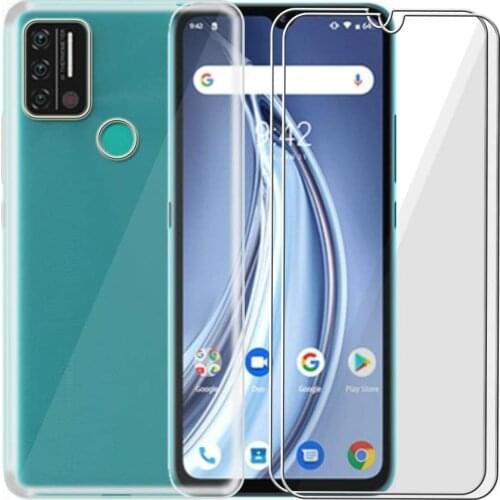 3-in-1 Glass+Silicone Cover For Umidigi A9 6.53" Case For Umidigi A9 Tempered Glass Screen Protector For Umidigi A9