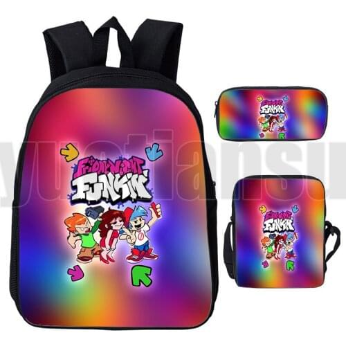 Fashion Friday Night Funkin Bag Anime 3D Shooting Game Teenager Book Bag 3 Pcs/Set Fnf School Backpacks Men Back To School