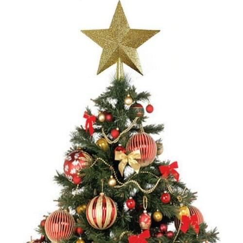 Glittering Star Christmas Tree Topper Shatter-Resistant Plastic Festive Christmas Tree Decoration Gift Estrella Arbol Navidad