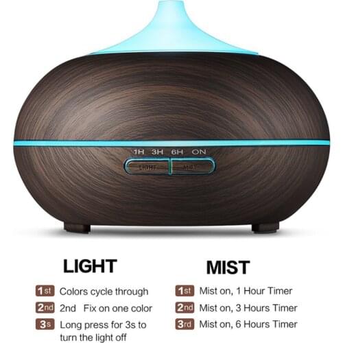 550ML Remote Control Ultrasonic Air Humidifier Essential Oil Diffuser Aroma Lamp Aromatherapy Electric Aroma Diffuser Mist Maker