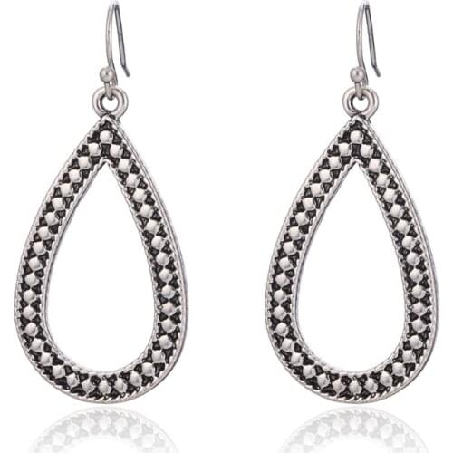 Vintage Earrings Statement Big Boho Style Water Drop Earrings For Women Gift Hollow Fashion Jewelry Pendant Crystal 2021 New