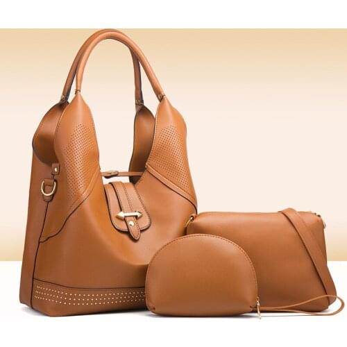 Large Capacity Pu Leather Women Handbags Shoulder Bags High Quality Female 3 Pieces Set Tote Bag Casual Ladies Messenger Bags