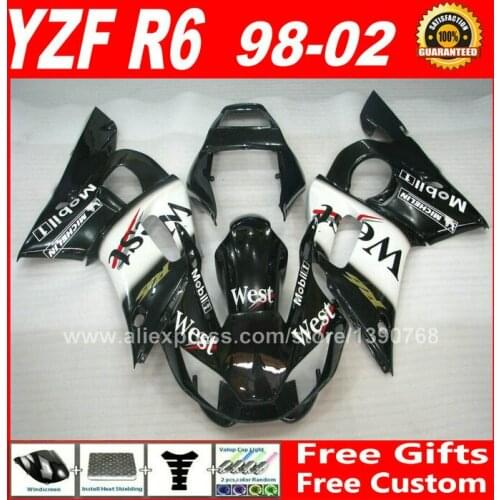 WEST scheme Fairings fit for YAMAHA YZF R6 1998 1999 2000 2001 2002 ABS plastic parts 98 99 00 01 02 fairing kit P1I8