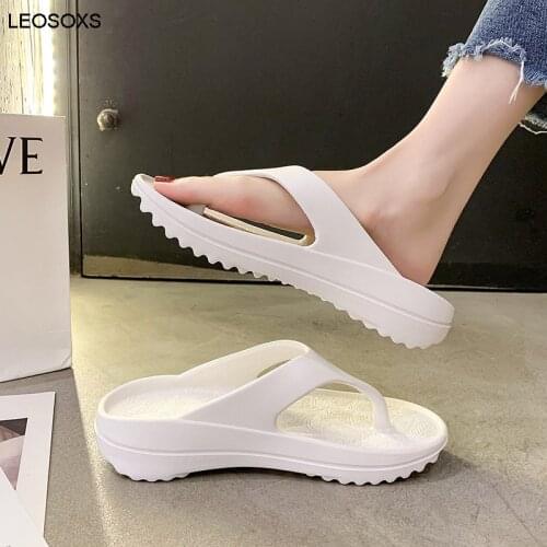 Women Flip Flop Thick-soled Slope With Couples Summer New Soft-soled Beach Shoes Sponge Cake Fashion Slippers