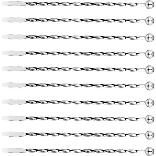 10Pcs Thread Cocktail Paddle Drink Stirrers,Stainless Steel Coffee Beverage Swizzle Stick for Bar Party Home Office