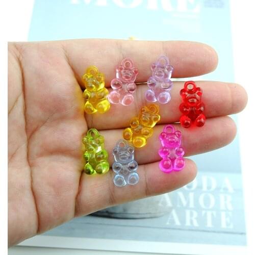 30Pcs/lot Gummy Bear Charms Pendants For Jewelry Making Bracelets Necklace Earrings Making Resin Flat Back Cabochon