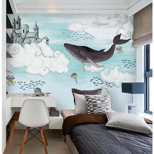 3D Whale Kids Bedroom Carton Wallpaper Murals for TV Background Wall Decor Textured Mural HD Printed Photo Wall Paper Rolls