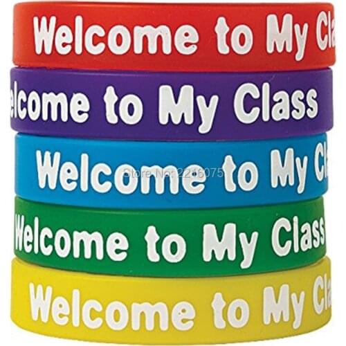 500pcs Welcome to My Class wristband silicone bracelets free shipping by DHL express