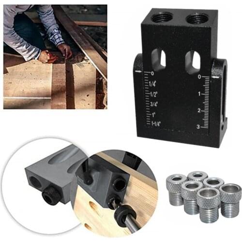 8pcs Oblique Hole Locator 15 Degree Angle Pocket Hole Jig Kit Drill Guide Puncher Set DIY Woodworking Carpentry Tools