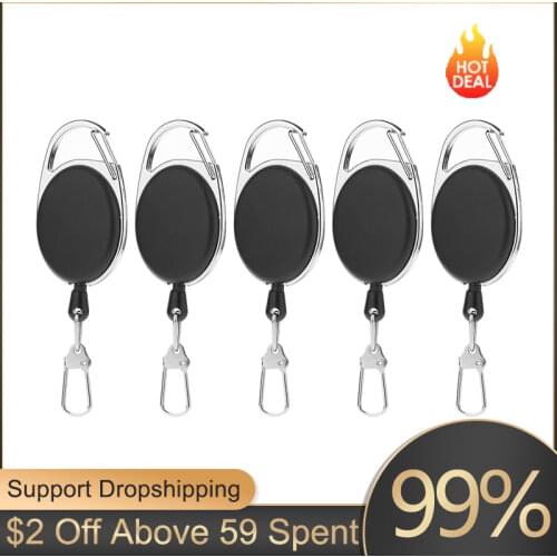 1/3/5Pcs Fly Fishing Key Ring Retractor Tool Retractable Keychain Reel Badge Holder Fishing Tackle