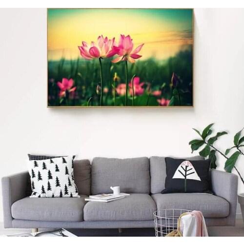 1 Piece Water Lily Plant Wall Art Picture Zen Themed Lotus Flower Canvas Print Poster for Home Decor Painting No Frame