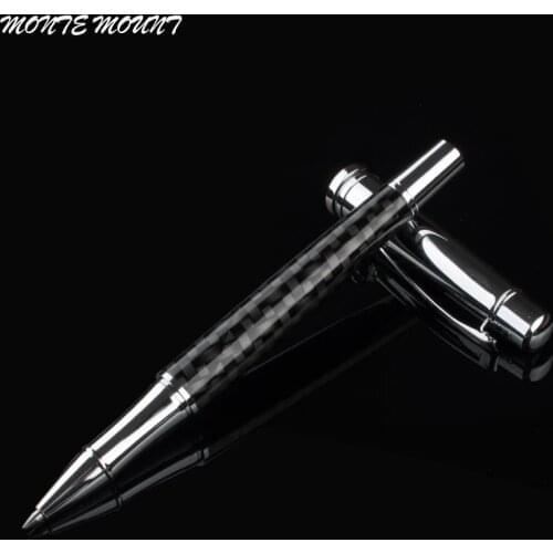 Black carbon fiber pen advertising metal gift pen Office School roller ball pen Gift box