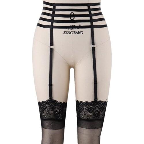 Pastel Goth Stockings Garter Belt Women Body Bondage Harness Rave Wear Edgy Body Cage Cinta Liga Sexy Lingerie Belt Garter