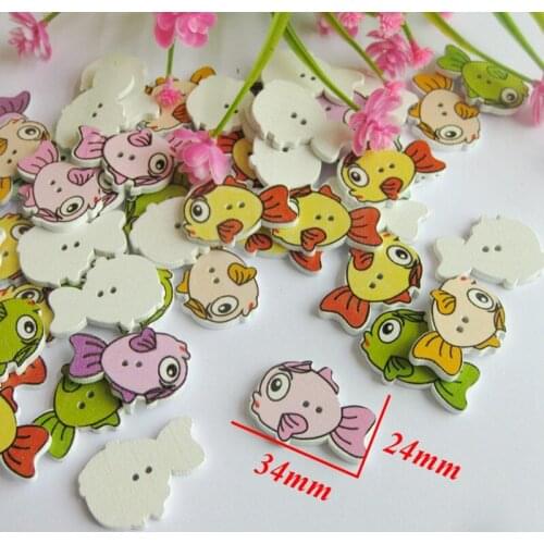 40pcs/lot fish wooden buttons sewing accessories buttons for clothes Crafts Scrapbooking for Craft decorative 24-34mm