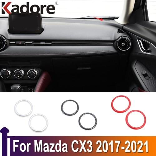For Mazda CX3 CX-3 2020 2019 2018 2017 Carbon Fiber Trim Audio Ring Car Stickers Door Speaker Decoration Circle Cover