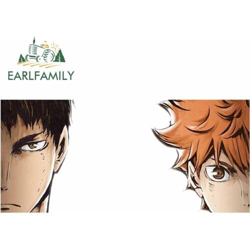 EARLFAMILY 13cm x 5.9cm for Haikyuu Hinata Shoyo Kageyama Tobio Car Stickers Air Conditioner Decal Bumper Anime Car Assessoires