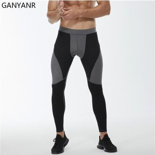 GANYANR Running Tights Men Gym Compression Pants Sportswear Leggings Fitness Sport Sexy Basketball Fit Yoga Workout Track Winter