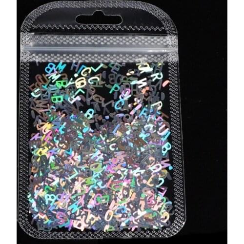 5 Colors Alphabet Holographic Laser- Letters Chunky Glitter Epoxy Resin Festival Chunky Letters Mixed Sequins 2g Per 87HB