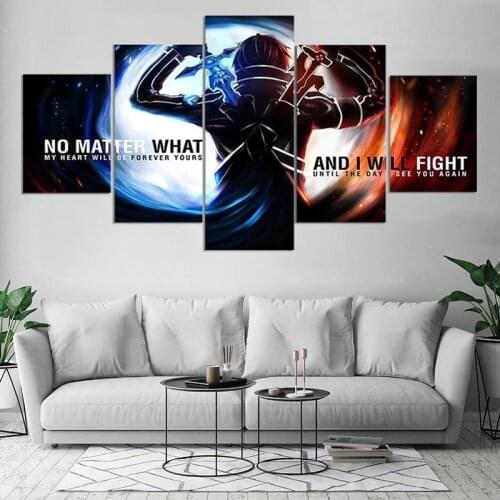 HD Prints Home Decor Canvas Poster 5 Pieces Sword Art Online Anime Painting Wall Art Modular Picture Framework For Living Room