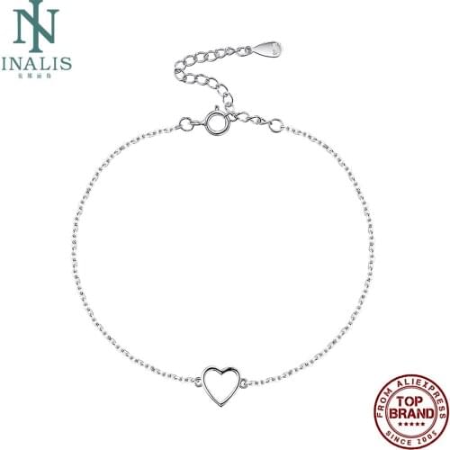 INALIS 925 Sterling Silver Women Bracelet Hollow Heart Simple Bracelet Bangle Daily Female Fine Jewelry Direct Selling Gift