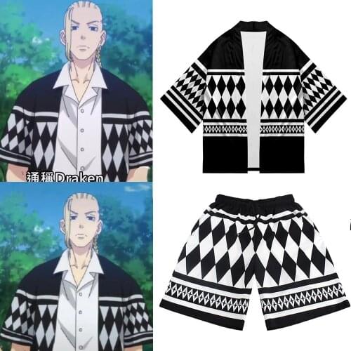 Anime Tokyo Revengers Draken Kimonos Cardigan Cosplay Costume Ken Ryuguji Haori Cloak Kimono T-Shirt Tops For Summer Beach