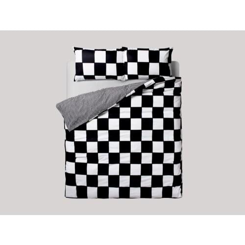 100% Cotton High Quality Duvet Cover Set Without Comforter Black White Plaid 4pcs Reactive Printing Bedding Sets Mikasa Warm
