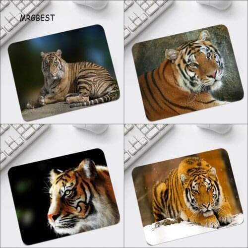 King of The Forest Tiger Printed Mats Mice Pads Big Sale Small Size 22x18cm Square Mouse Pad No Locking Edge Desk Mats for Gamer