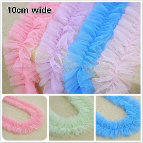 Many Colors Fluffy Encrypted Creased Tulle Lace DIY Childrens Baby Clothes Cuff Skirt Border Material Toy Pet Collar Fabric