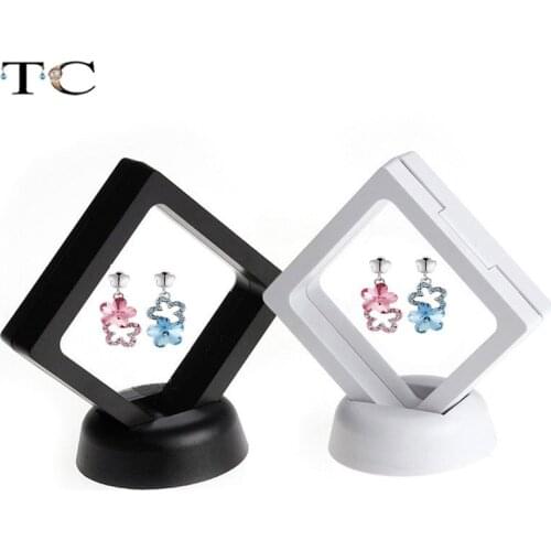PET Membrane Jewelry Ring Pendant Display Stand Holder Bague Packaging Box Protect Jewellery & Stones Floating Presentation Case