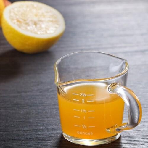 Heat-resistant Glass Measuring Cup Jigger For Espresso Coffee Double-mouthed Ounce Cup 70ml Small Milk Cup With Scale