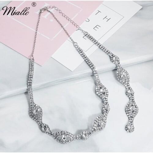 Miallo Fashion Rhinestone Backdrop Necklace for Women Accessories Bridal Wedding Long Backless Necklaces Prom Jewelry Gifts