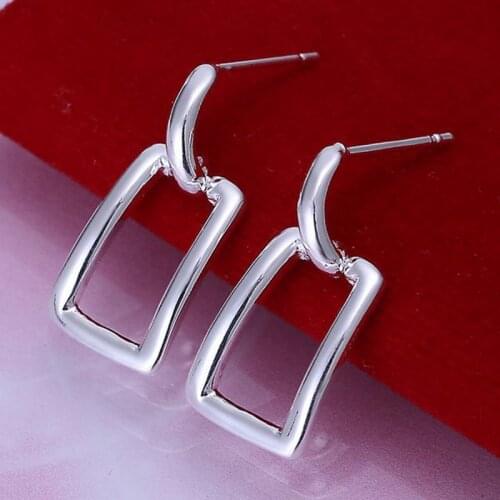 Fashion jewelry Earring For Women, Plated Earrings Big Square Earrings E057 /WYCPXPVC JIWQVVNT silver color
