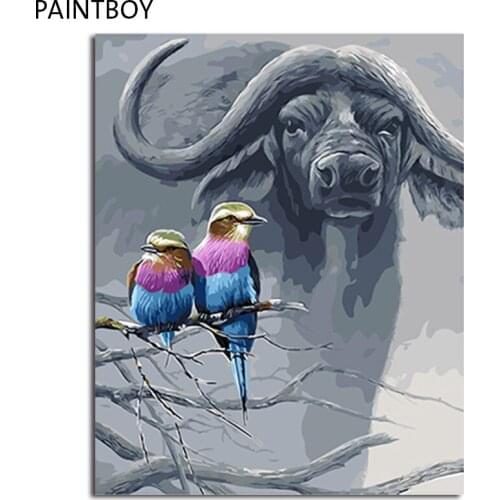 PAINTBOY Framed DIY Painting By Numbers On Canvas Of Animals Oil Painting Home Decor For Living Room Wall Art